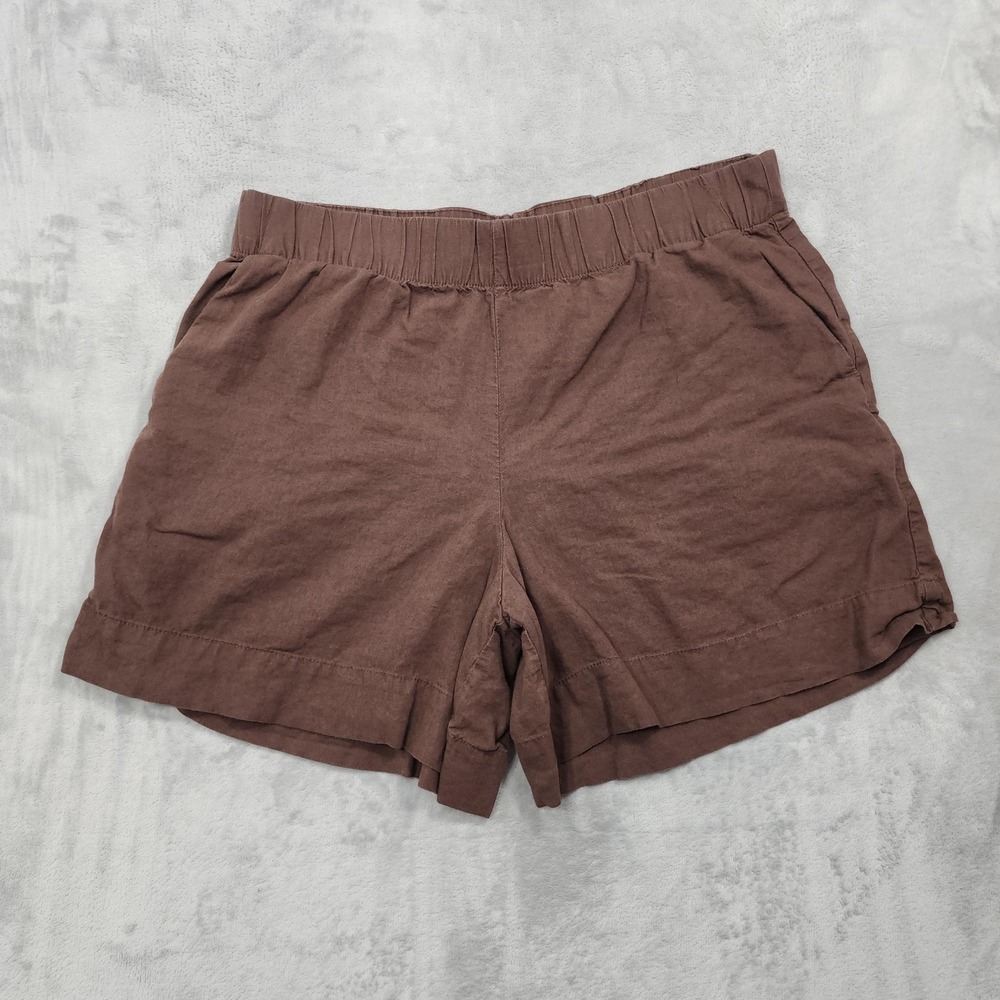 Gap Shorts Womens XLT TALL Brown Linen Pull On Chino Pockets Casual Summer